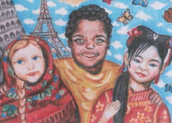 Vernisáž výstavy obrázků dětí z celého světa v Integračním centru